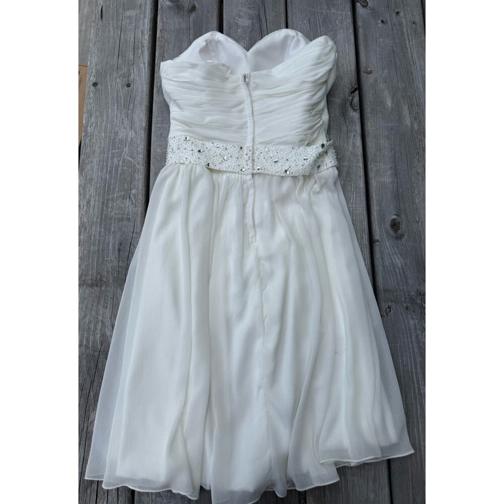 EnjoyMyWeddingDress White Chiffon Sweetheart Beaded Waist Cocktail Dress - Picture 6 of 9